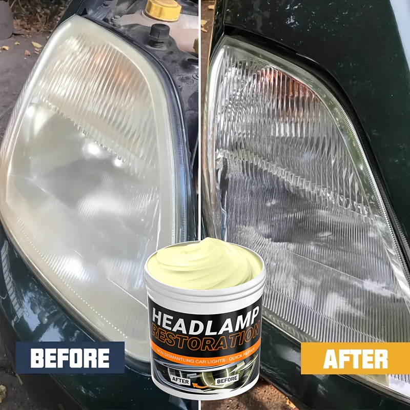 Universal Headlight Restoration Paste 140g Kit for Automotive Headlamp Polishing, Waxing, and Scratch Removal
