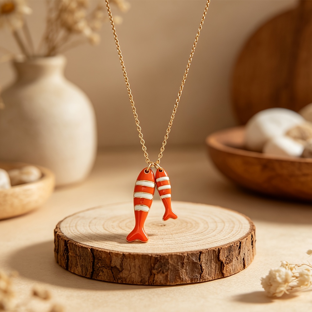 TEMU Collar con colgante de koi para de la , collar de estilo elegante con artesanía de aceite goteo