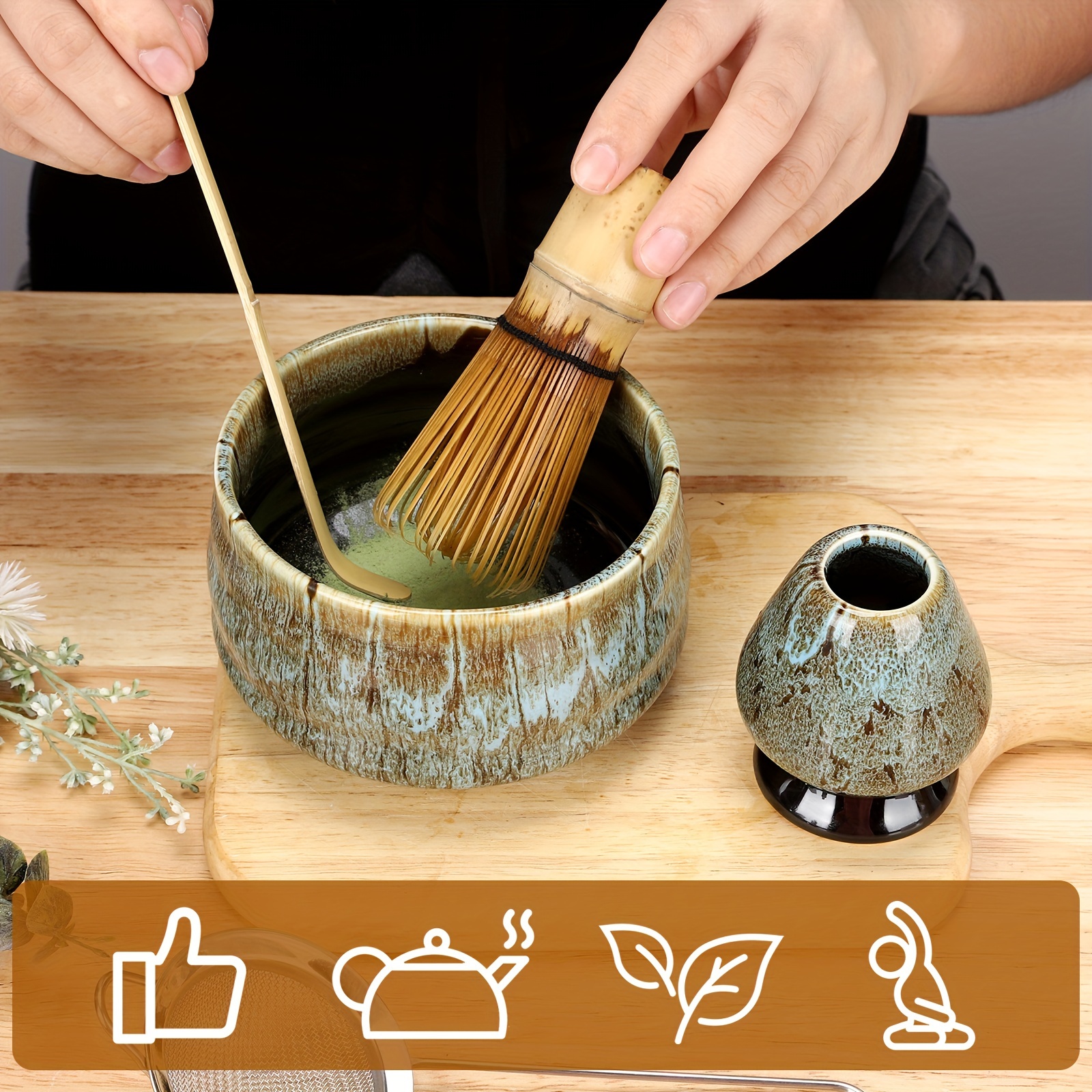 Matcha Tool Set of 5pcs with 2 Blue Kiln-Transformed Matcha Bowls