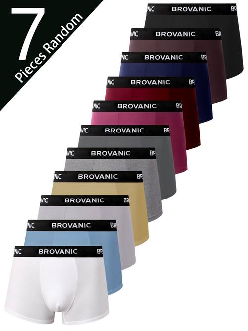 zufälliges 7-teiliges set einfarbiger herren-boxershorts mit elastischem bund mit buchstaben-aufdruck, lässig, schlicht bequem, für sport oder entspannen zu hause