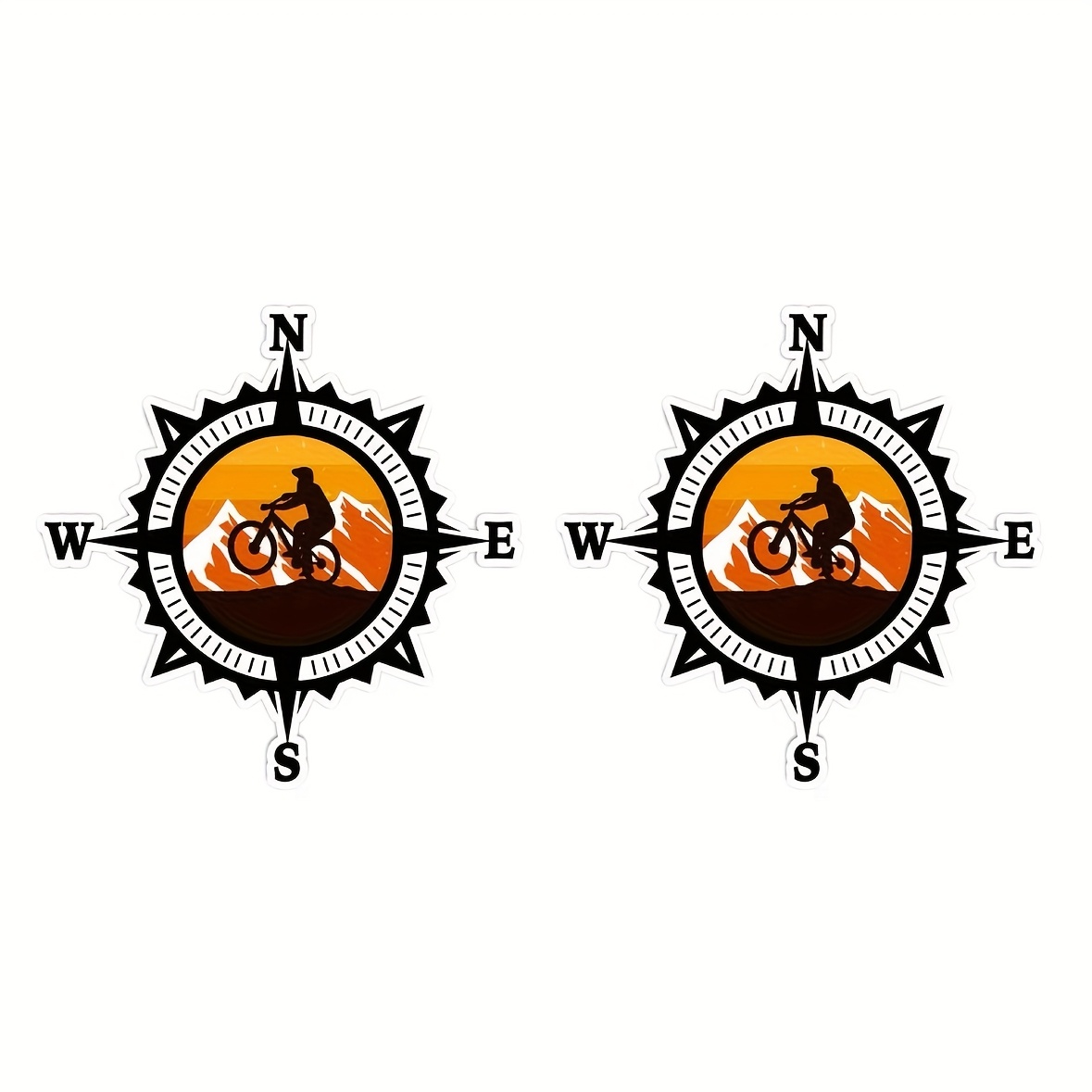 2pcs Waterproof Sunscreen Cycling Compass Stickers, Pet Material, Frame , Suitable For Bicycle Seat Tube Beam, Outdoor Decorative Decal Computer Sticker