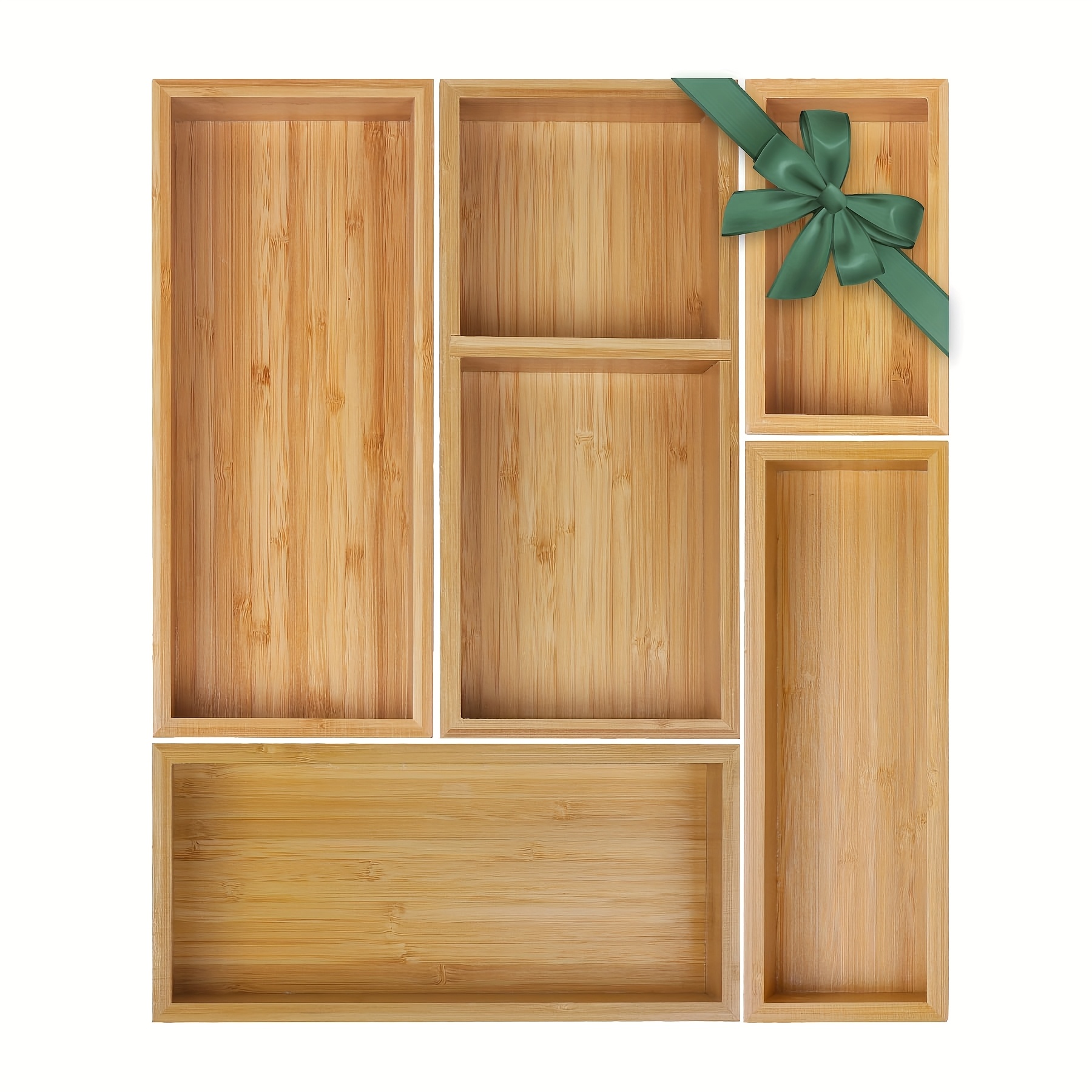 TEMU Bamboo Drawer Organizer 5pcs For Kitchen Storage Dividers For Kitchen, Office, Jewelry, Cosmetics, Wooden Drawer Dividers For Drawer Organizer