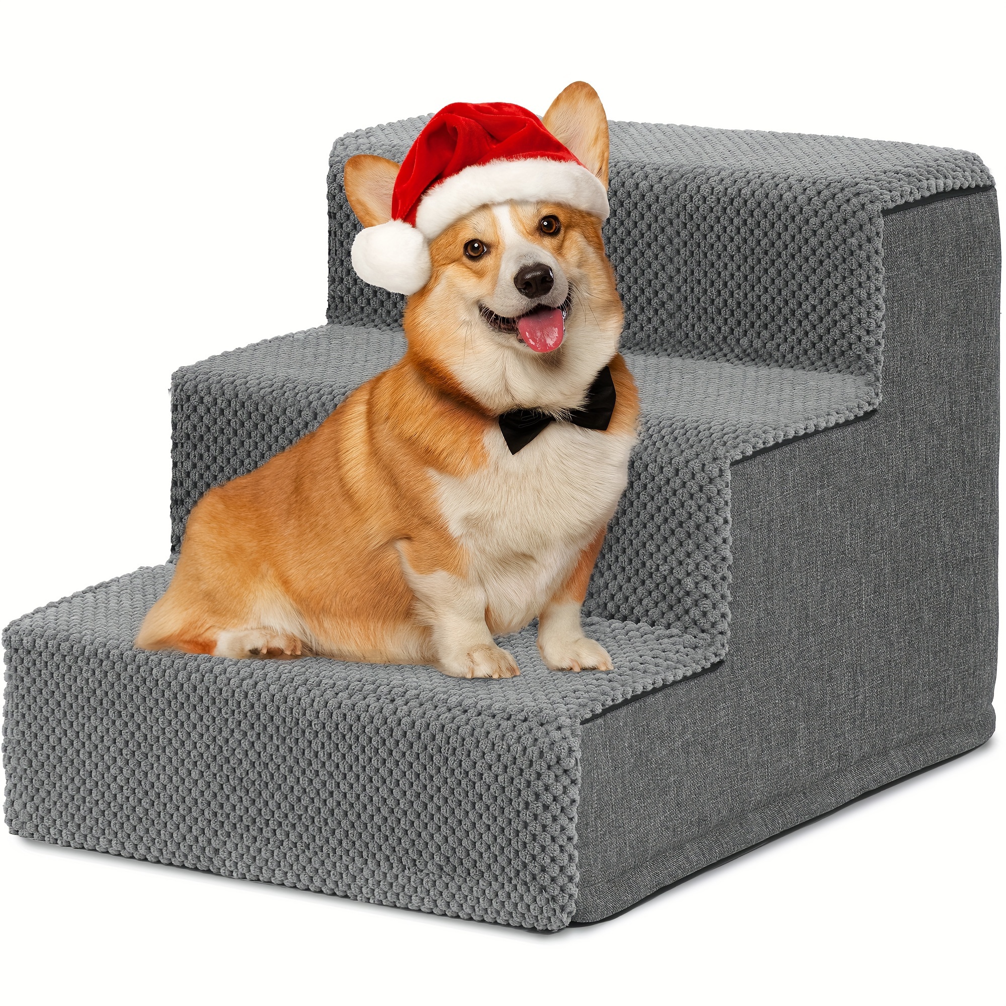 

Dwvo 3 Tiers Dog Stairs For High Bed And Couch, Premium Foam Dog Steps For Small Dogs, Older Pets, Non-slip Pet Stairs With High-strength Boards, Removable Washable Cover