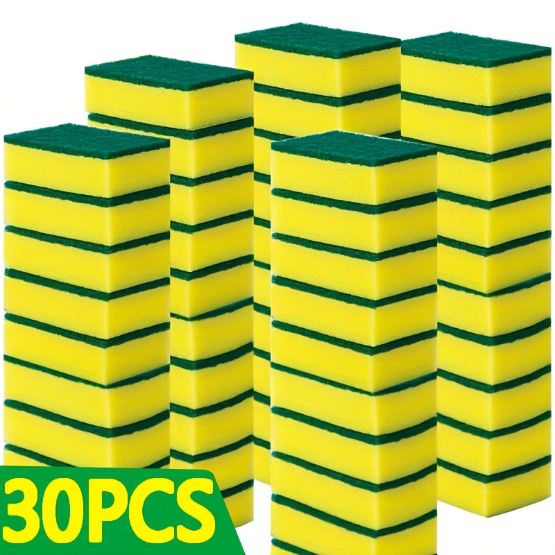 Image of 30pcs Heavy Duty Commercial Dish Sponges | Scrub Sponges For Kitchen, Restaurant & Industrial Use | Dual-sided Cleaning Sponges With Scouring Pad For Dishes, Pots, Pans
