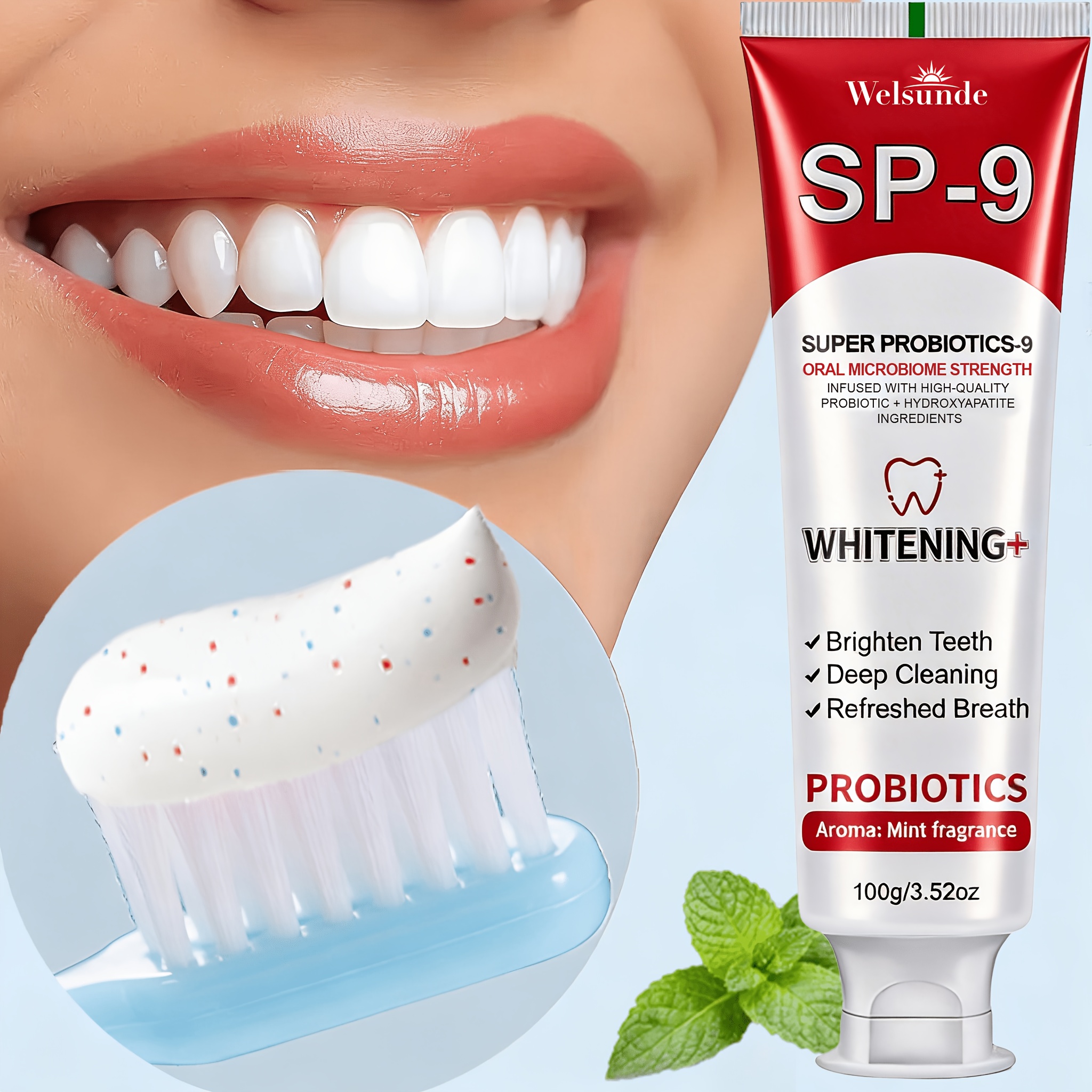 Image of Super Probiotics-9 & Hydroxyapatite Whitens Toothpaste, & Oral Deep Cleaning, With , Brush Teeth To Make Look , Gum Clean, 100g, Ideal Oral Hygiene Gift For , Suitable For Everyday