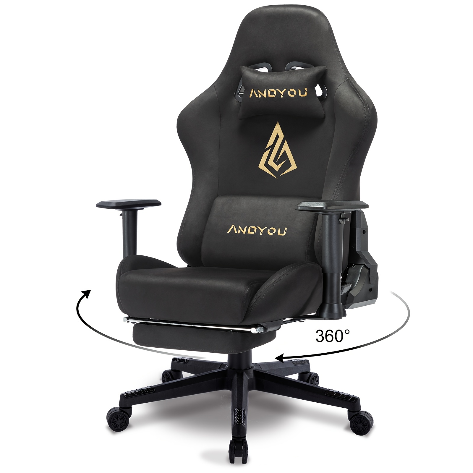 TEMU Andyou Gaming Chair, Breathable Office Chair, High Quality Fabric Soft Like Faux Fur. Ergonomic , Adjustable Swivel Work Chairs With Footrest