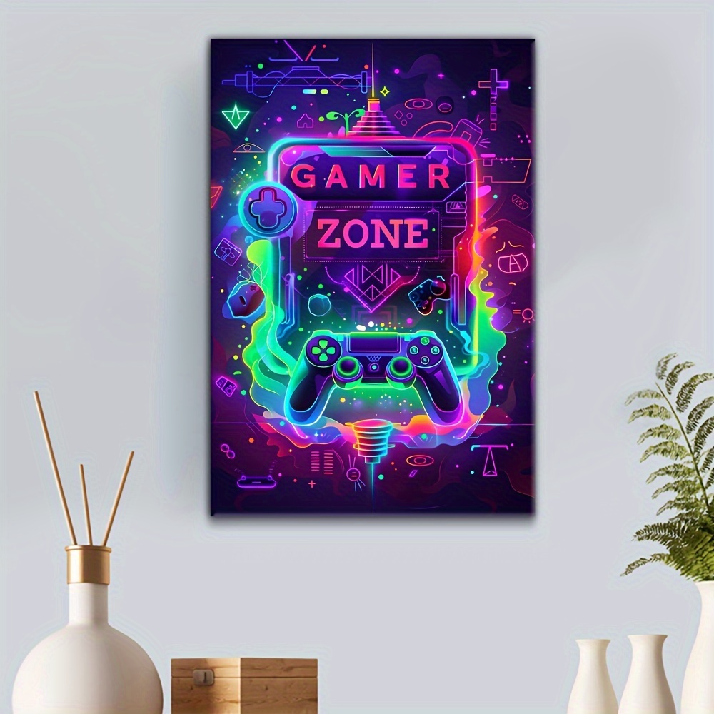 

1pc Wooden Framed Canvas Painting Game Zone Wall Art Prints For Home Decoration, Living Room & Bedroom, Festival Party Decor, Gifts, Ready To Hang