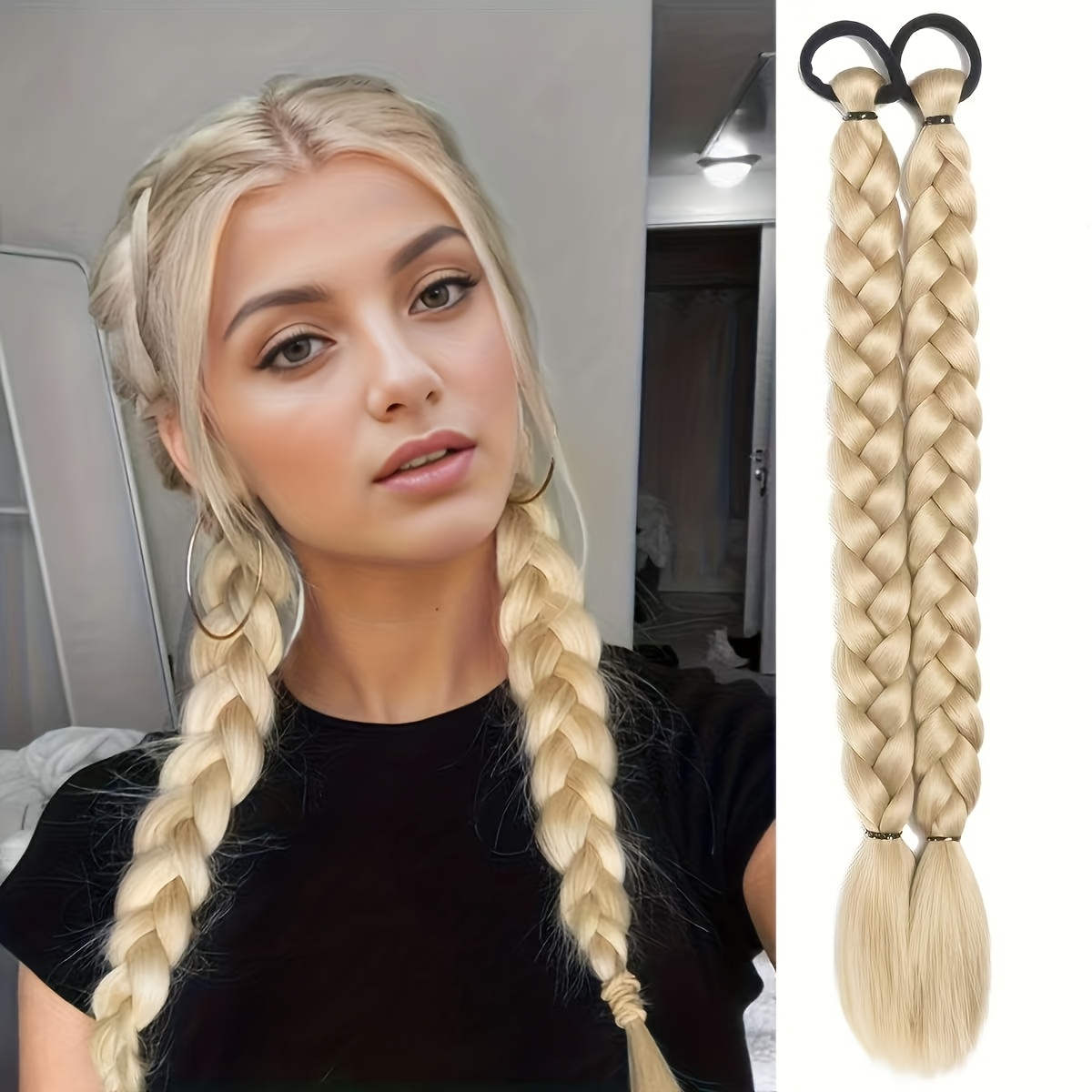 TEMU 2 pezzi da 16 Pollici per Donne, Fascia Intrecciata a , da Viaggio , Adatta per l'Uso e Feste, Soluzione Rapida per lo Stile, Acconciatura