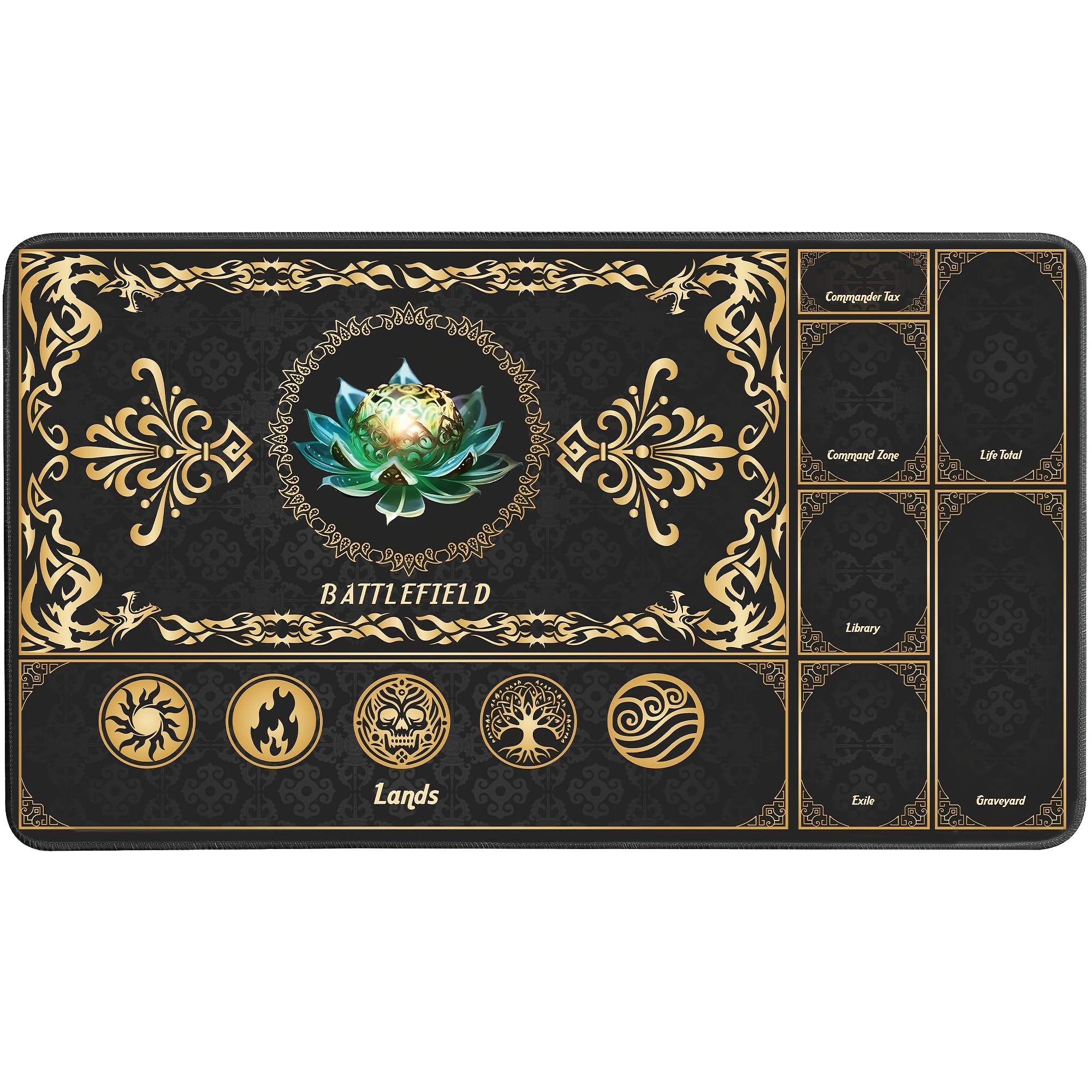 1pc Durable 3mm Thick Rubber Gaming Mat for MTG, TCG, CCG - Non-Slip, Portable with Carry Pouch, Stitched Edges, High-Resolution Art, Party Game Accessory