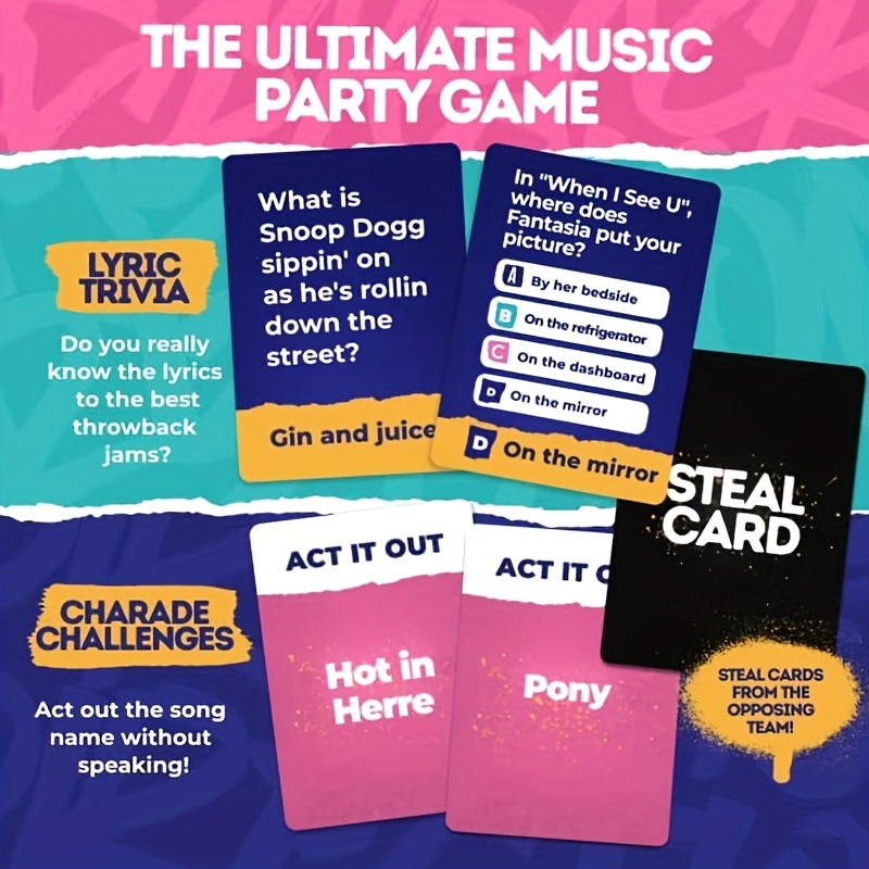 Throwback Lyrics - '90s and '00s Hip Hop & R&B Music Party Game | Rap R&B Games with 250 Novelty Cards - Perfect for Game Nights, Date Night, Adult and Family Fun