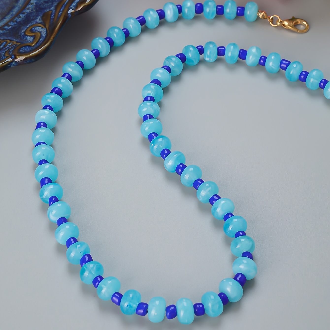 Boho Style Resin Bead Necklace Colored Bubblegum Beads Charm