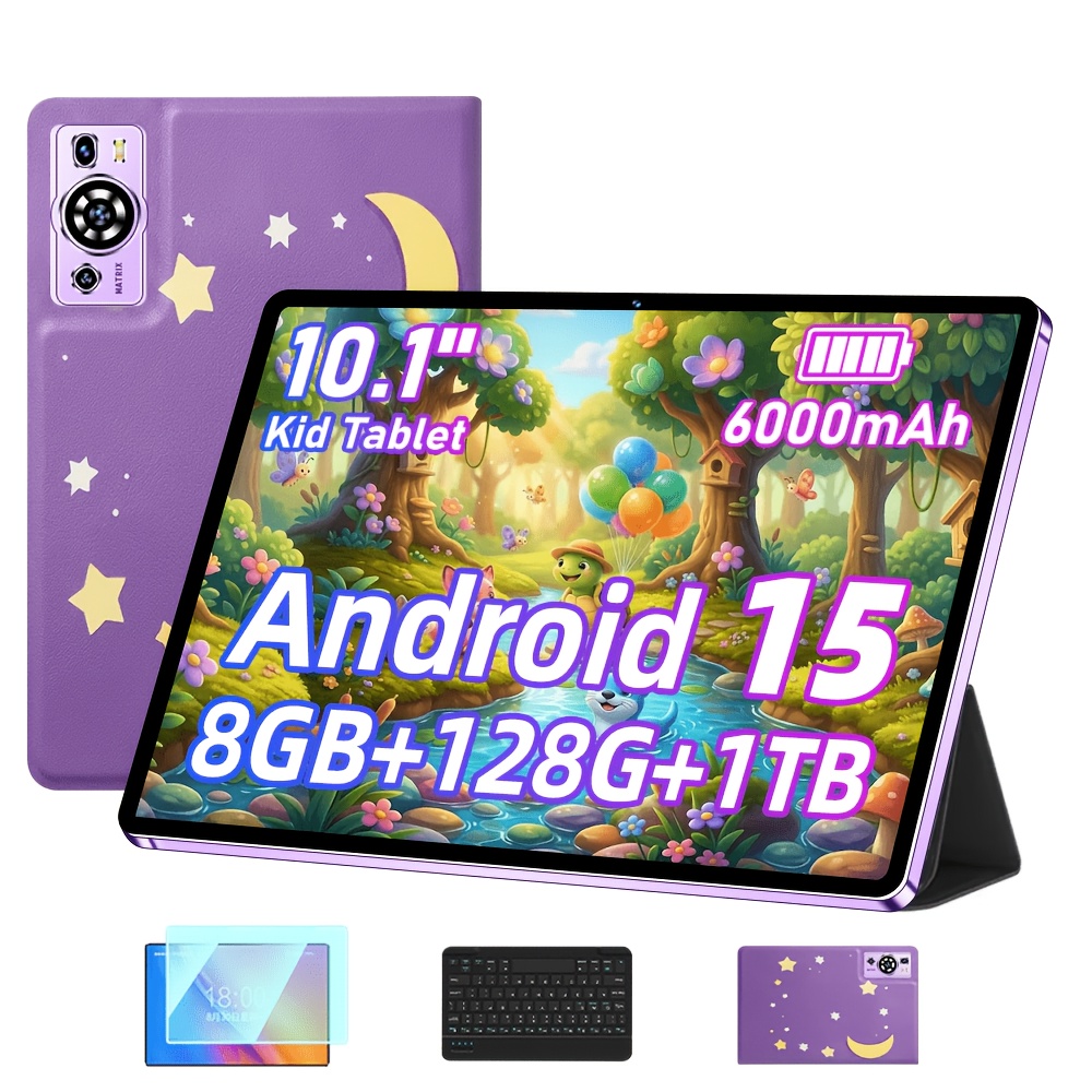 Image of Uxd 10.1 Inch Kids Tablet, 15, 8gb +128gb Rom, Large Hd Display, 6000mah Long , , Supports Up To 1tb Expansion, With Keyboard, Mouse, Stylus And Charging Cable