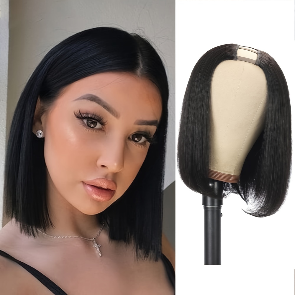 U Part Bob Wig Human Hair Short Straight U Part Human Hair Temu