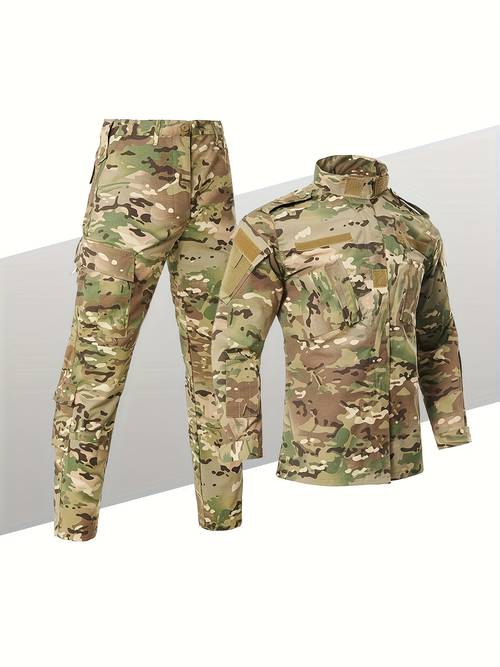 mens acu camouflage suit outdoor shirt and pants workwear lightweight hunting outfit for hiking training climbing with multiple pockets breathable durable overalls