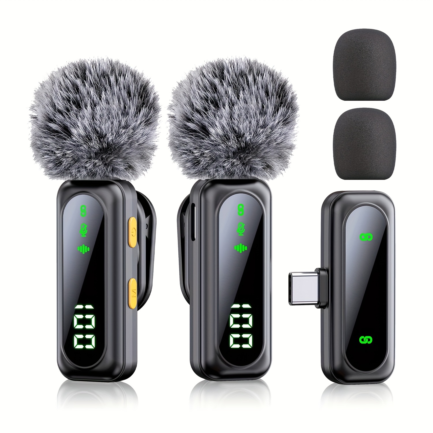Image of Type-c Port Professional Wireless Lavalier Microphone For Smartphones, Laptops, And Cameras, With Indicator, Ideal Wireless Microphone For Content Creators, Live Streaming, And Podcasting