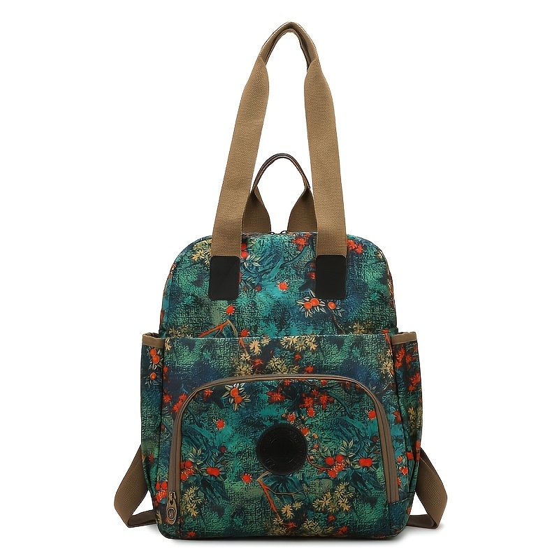 TEMU Women's Tote Bag, Fashionable Floral Print, Large Capacity, Multi-functional For Travel, Worn As A Backpack Or Shoulder Bag For , Commuting,