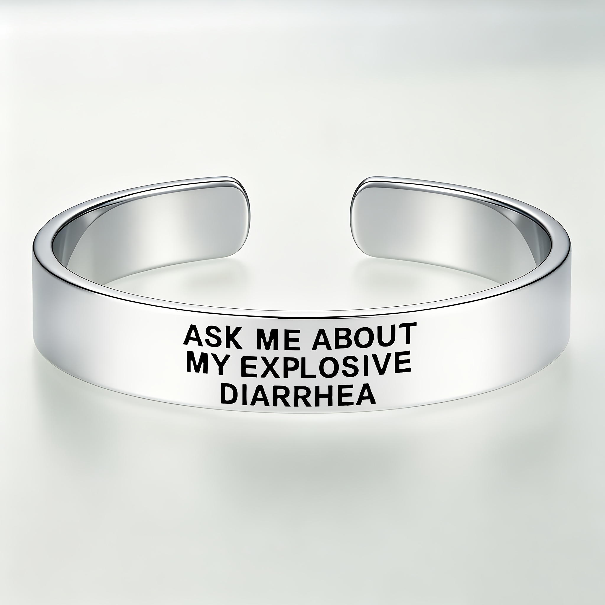 Quirky Humorous 304 Stainless Steel Open Bangle, Fun Gift for Friends