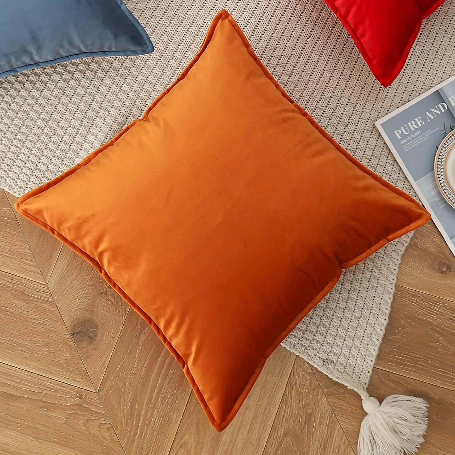 soft velvet   pillowcase candy colored sofa decorative cushion cover without pillow core 1pc