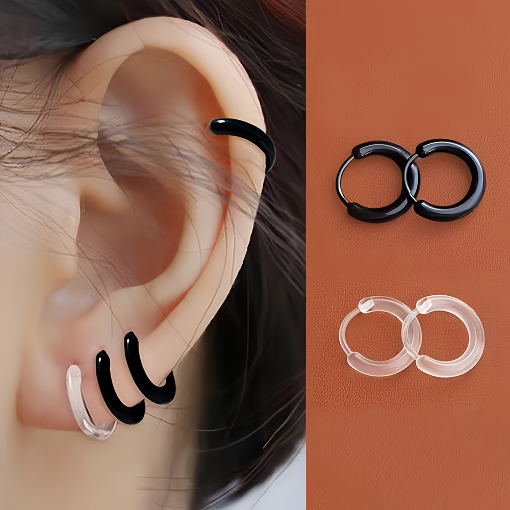 4pcs Minimalist Resin Hoop Earrings Prevent Ear Piercing Clogging