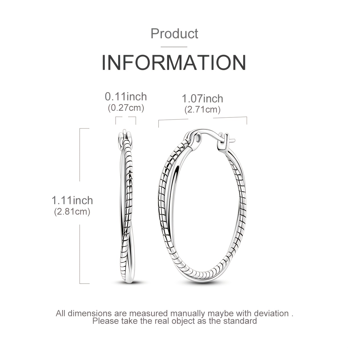 Women's Elegant Silver Plated Hoop Earrings, Ideal Gift for Her
