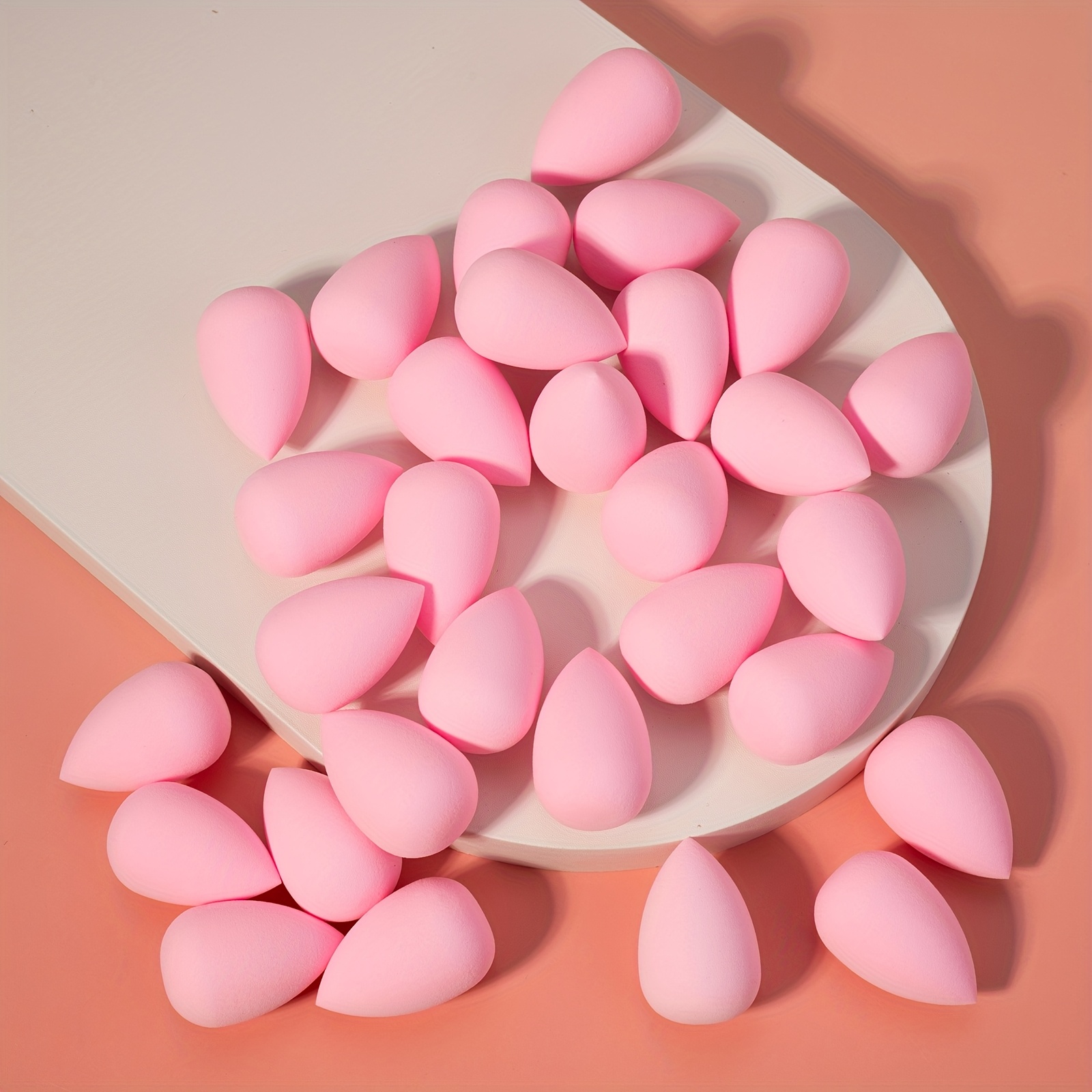 TEMU 30/100pcs Teardrop Makeup Sponges - Super Absorbent Beauty Blenders, Fragrance- For Normal Light Beige, Travel-friendly Makeup Tools For