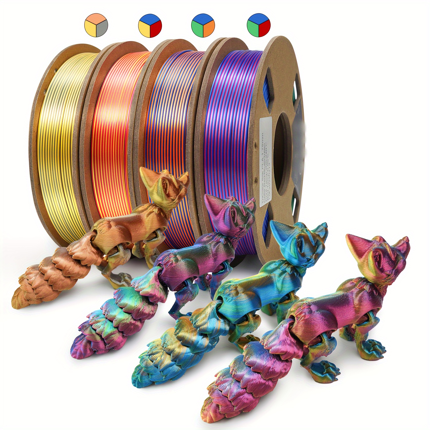 

Filament PLA 1,75 mm, filament d'imprimante 3D tri-colors, ensemble de filament PLA , filament 3D coextrusion avec changement de couleur PLA, x 4 spool, kg/2,2 lb