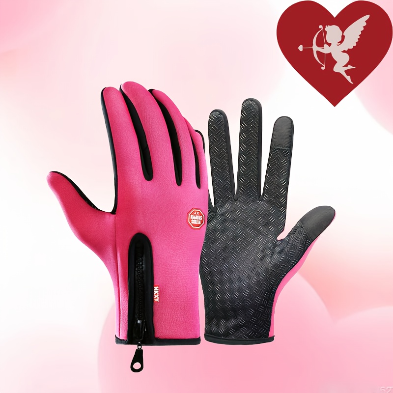 

Winter Cycling Gloves - Full Screen Gloves For Outdoor Sports, Non-slip, Waterproof, , Fleece Lined For Skiing, Mountaineering, And Cold Weather Activities.valentine's Day Gift.