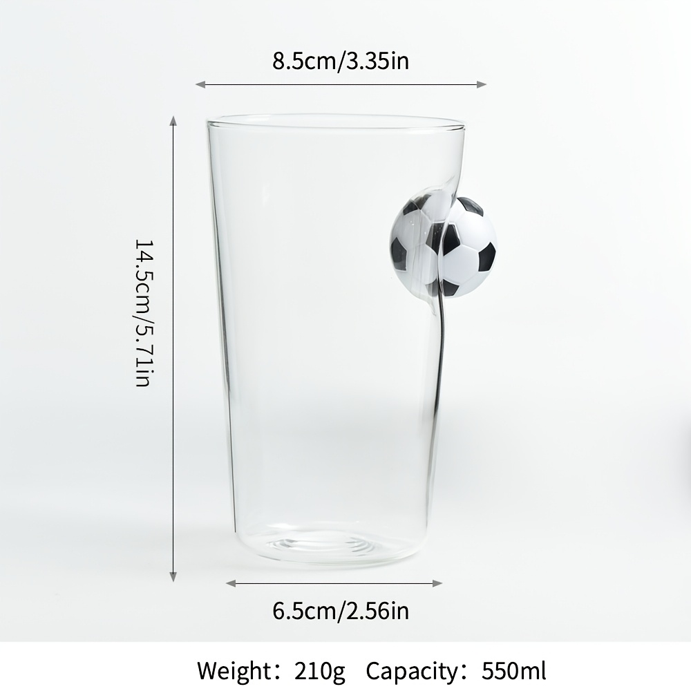 Image of Good Football Embedded Glass Cup, Beer Mug, Household Transparent Drinking Glass, Tea Cup, Milk And Juice Cup