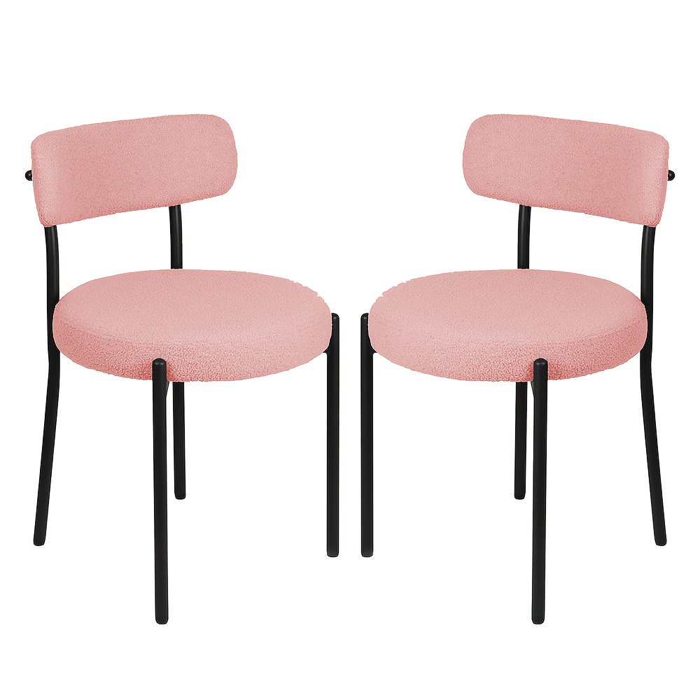 Image of Set Of 2 Dining Chairs, Kitchen Chairs With Backrests, Vanity Stool, Living Room Chairs, Spacious Seating, Suitable For Living Rooms And Kitchens, 38x42x75cm, Pink