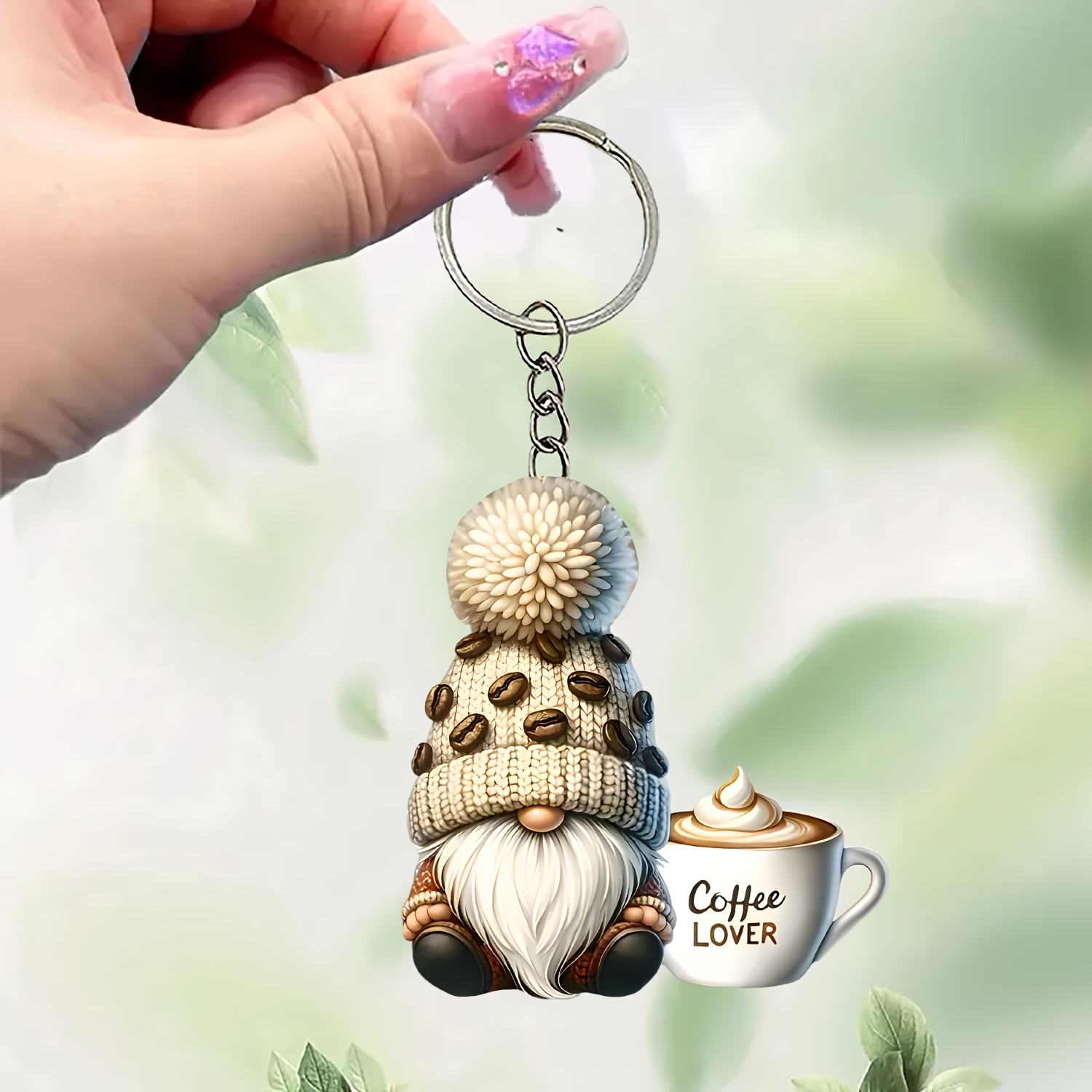 

Christmas Coffee Lover Keychain - 2d Acrylic Decoration For Holiday, Home, Outdoor, And Party Decor