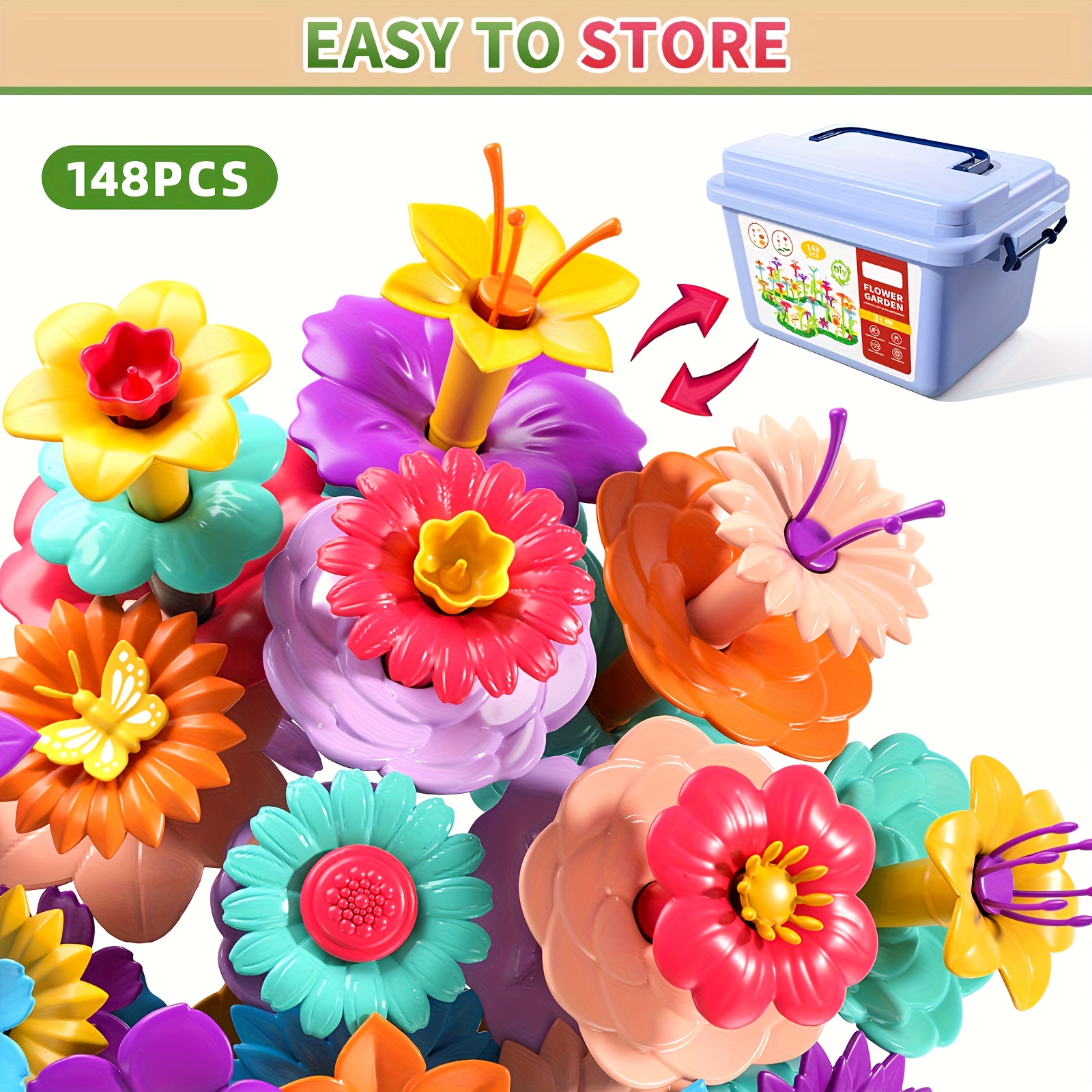 Flower Garden Building Blocks for Girls, DIY Educational Activity