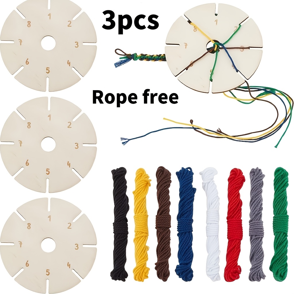 2d Flat - 3pcs Portable Wooden Circular Bracelet Woven Disc, Flat Circular Bracelet Disc, Bracelet Production