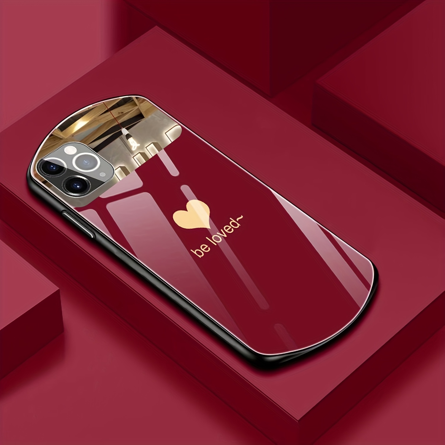 

Heart-shaped Oval Glass Case For Pro Max/15/14/13/12 Half Mirror