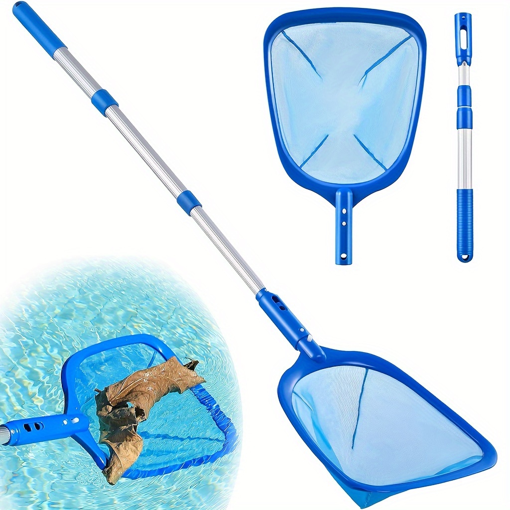 1pc Pool Skimmer Net With 17 - 41 Telescopic Pole Leaf Skimmer Mesh Rake  Net For Spa Pond Swimming Pool, Pool Cleaner Supplies And Accessories