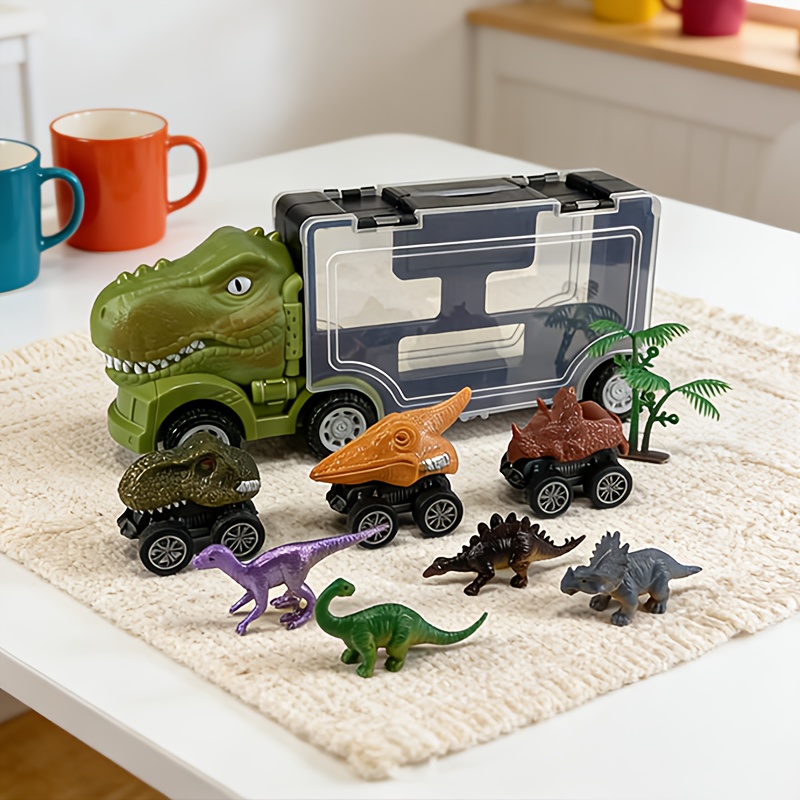 TEMU Car Toy Set, Dinosaur Truck Children's Toy Model, Dinosaur Car Combination, Boy Toy Car Gift, Birthday Small Random Dinosaur
