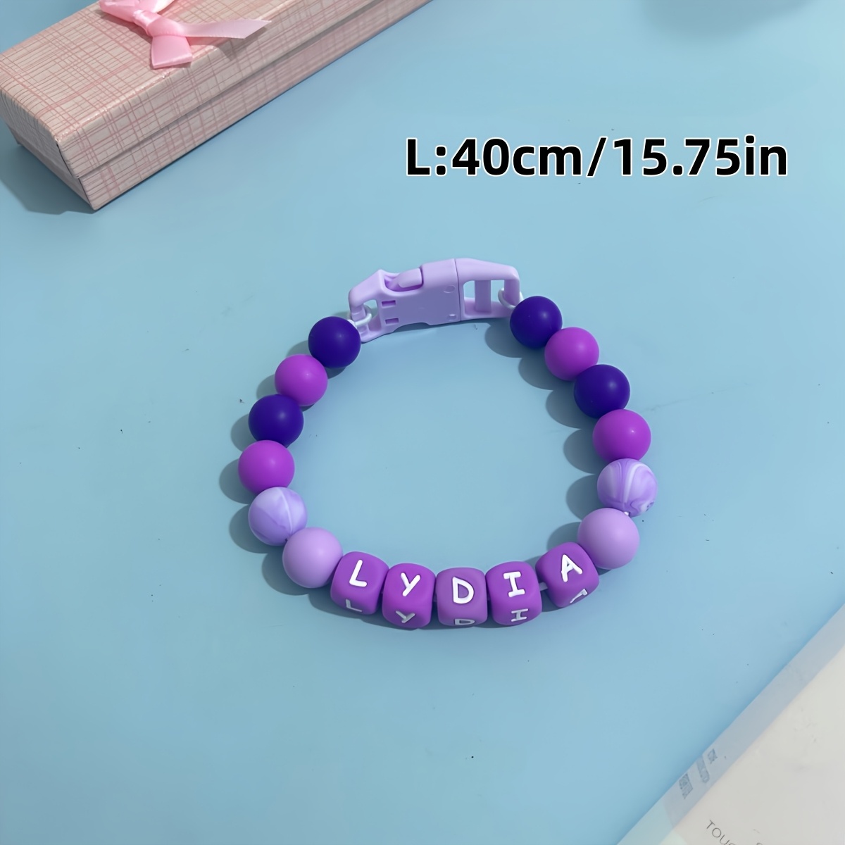 Purple Gradient Customizable Dog Necklace with Silicone Beads