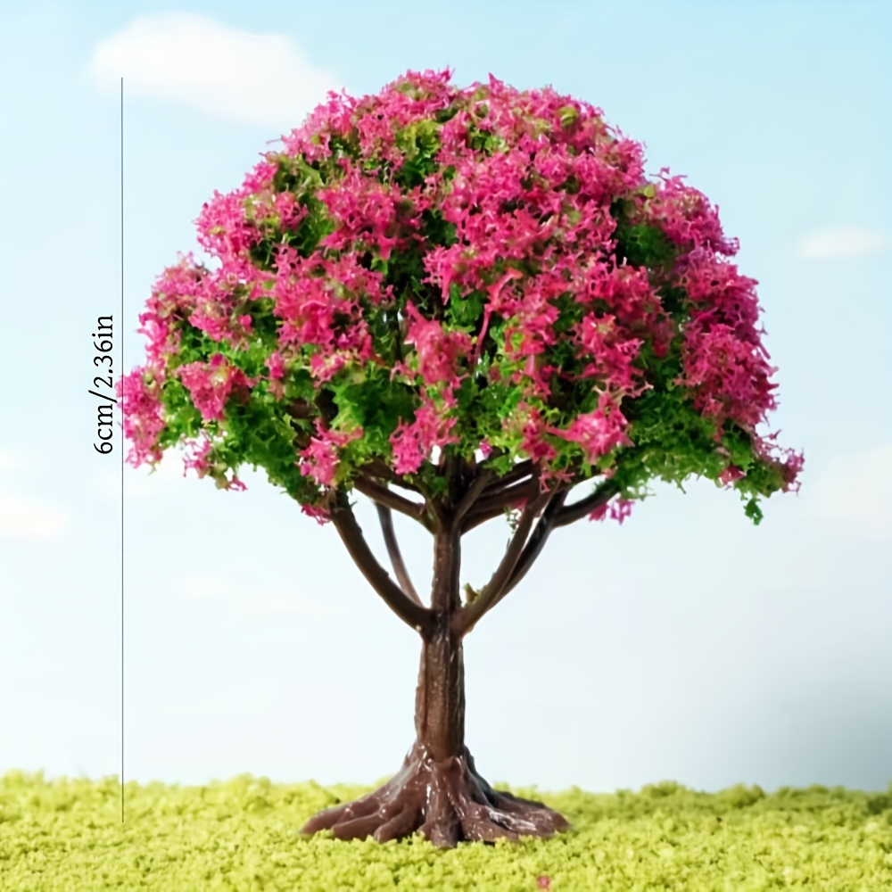 

7pcs Assorted Miniature Trees: 6cm Flower Trees With Base, Suitable For Diy Crafts, Model Building And Landscape Decoration