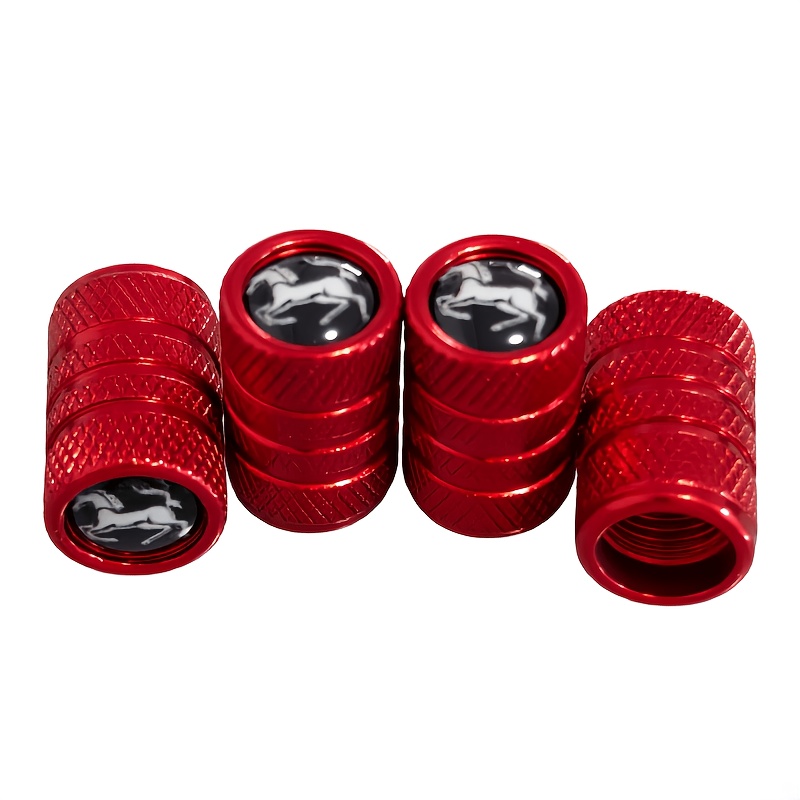 TEMU 4pcs Aluminum Alloy Cylindrical Valve Covers, Designed Logo Pattern, Used In Automobiles, Motorcycles, Trucks, And Bicycles