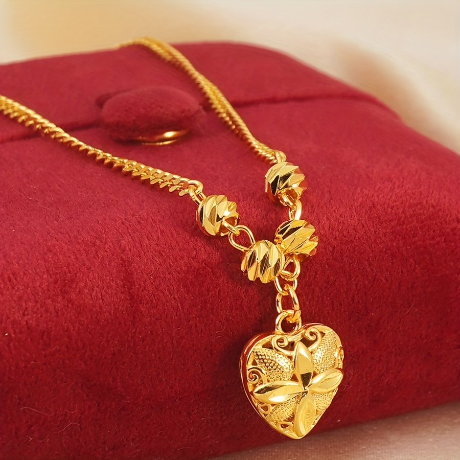 TEMU Collier avec pendentif de cœur, bijoux tendance en cuivre, accessoires essentiels pour femmes, cadeau pour aux fêtes