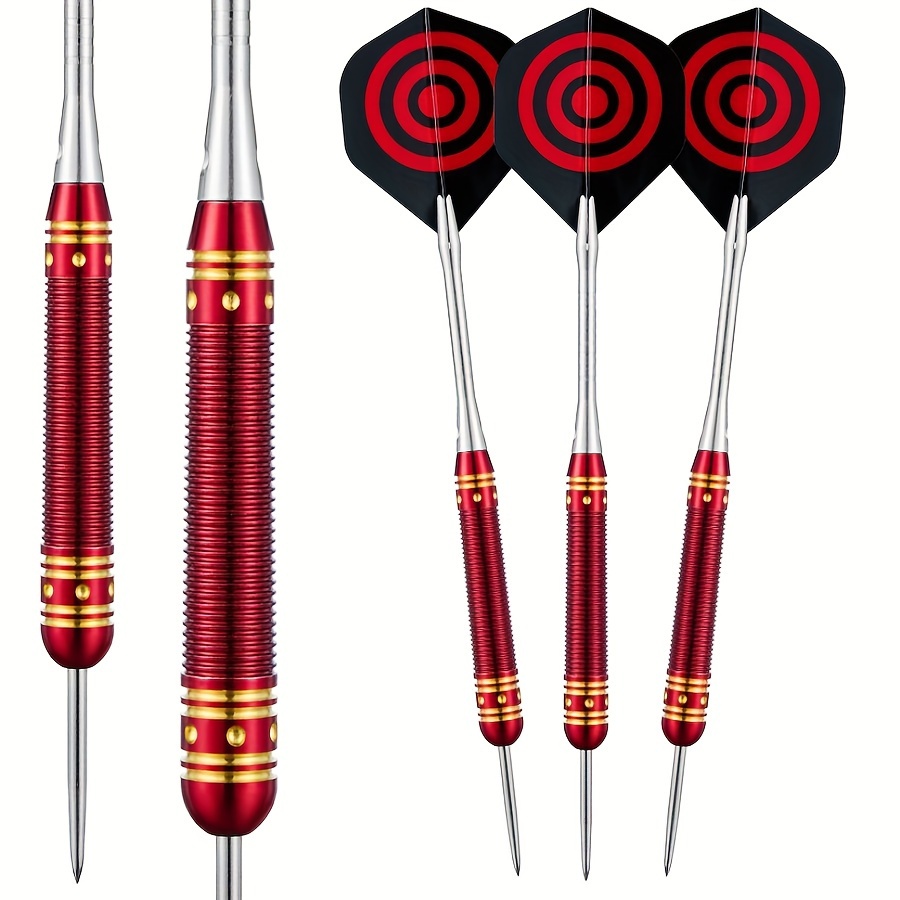 Professional 3pcs Steel Tip Darts Set - Electroplated Red , Precision Metal Tips For Sisal & Paper Targets, Ideal For Competitive Play
