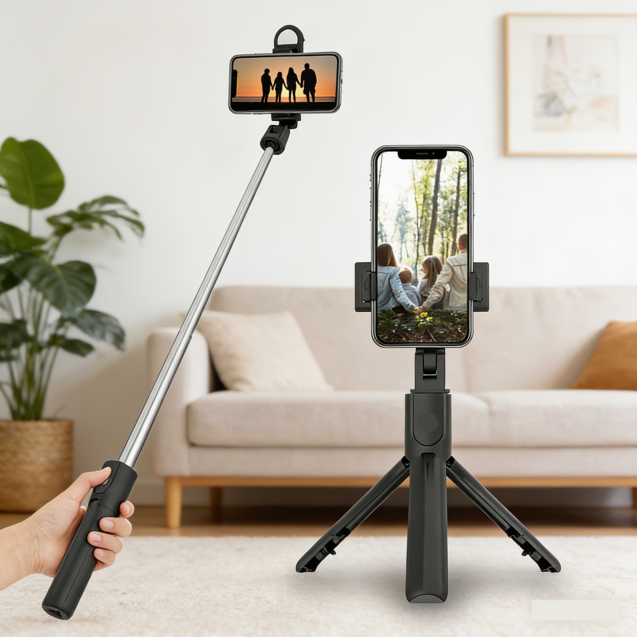 TEMU Selfie Stick Tripod With Wireless Remote, Portable & Extendable Phone Holder For Iphone 17 16 15 14 13 12 Pro, For For, Android
