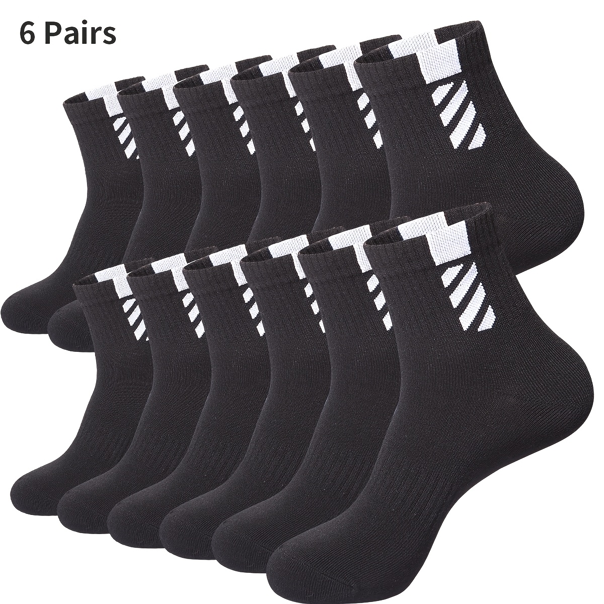 Image of 6 Pairs Breathable Quick Dry Crew Socks For Men Women, Athletic Sports Running Socks, Casual