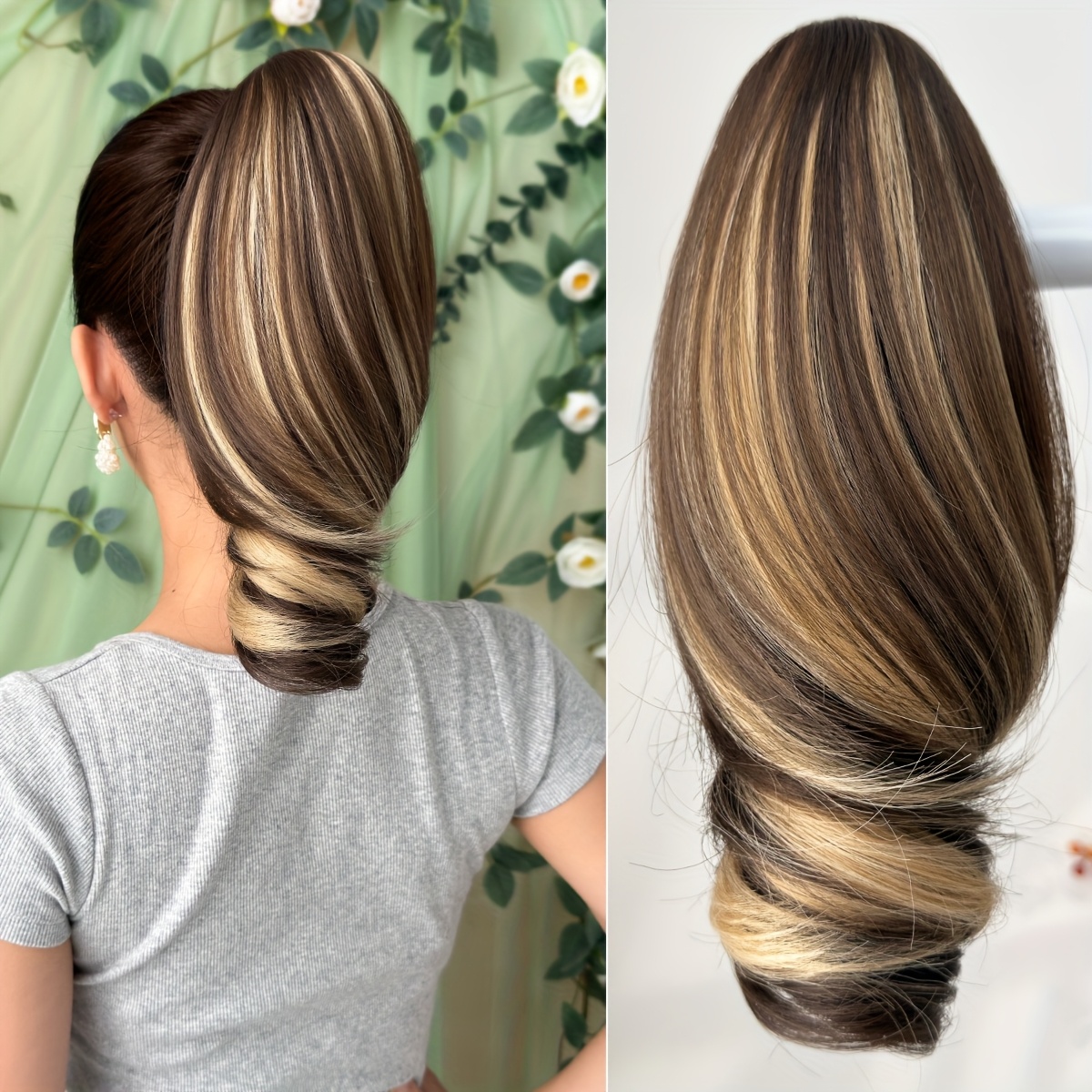 TEMU Accesorio para el cabello con extensión de coleta con forma de garra, negro, marrón, dorado, degradado dorado, degradado, multicolor, 10