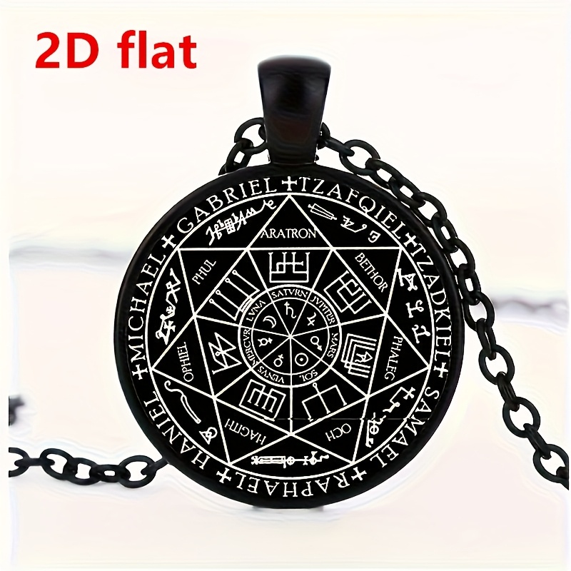 Seven Archangels Round Glass Pendant Necklace