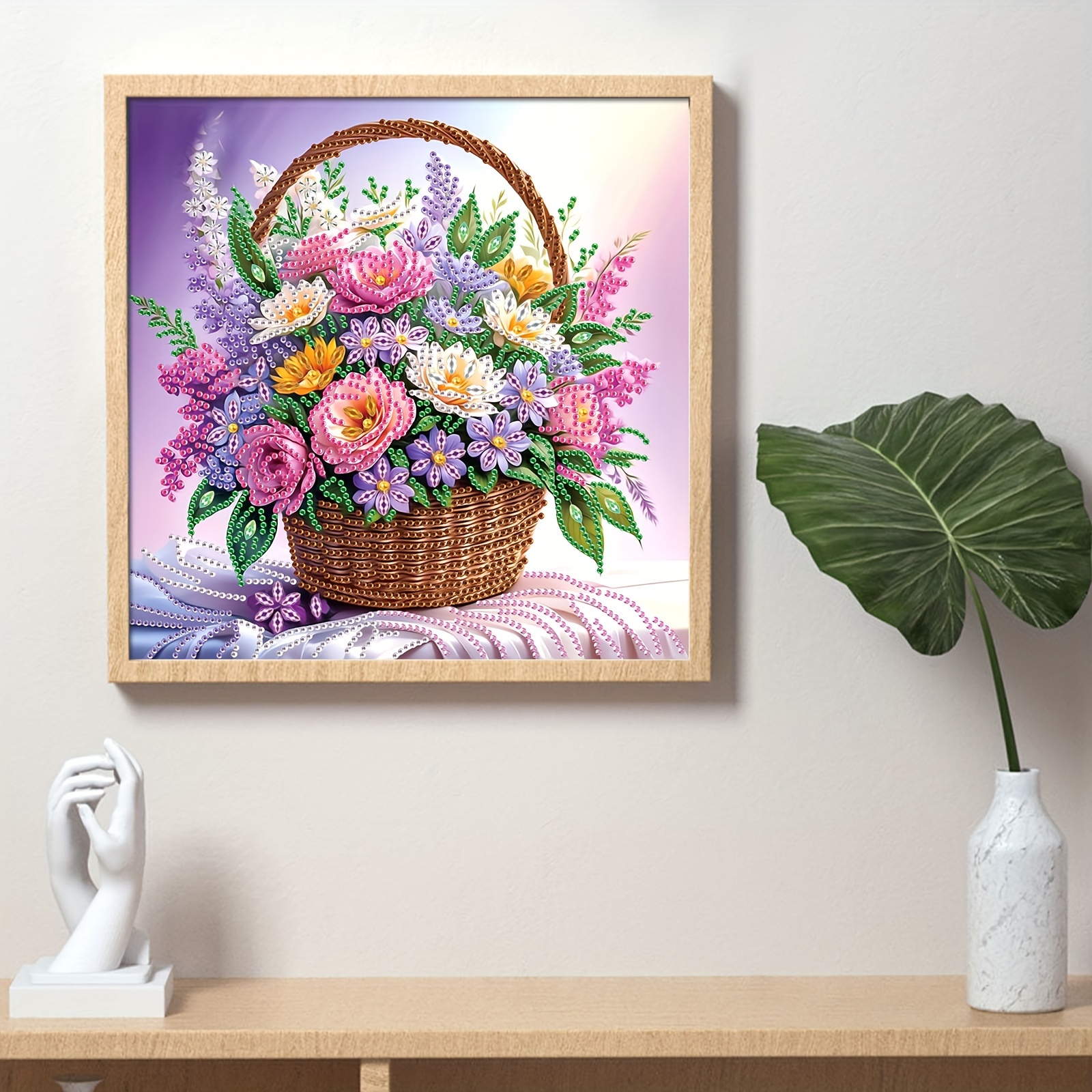Image of Diamond Hanging Pictures, Special-shaped Diamond Diy 3d Flower Basket Three-dimensional Diamond Hanging Picture Kit, Hanging Picture Decoration, Suitable For Room Bedroom Decoration Gifts.