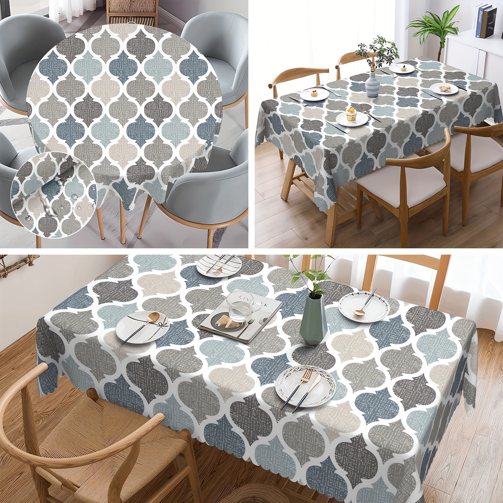 

1pc, Tablecloth, Bohemian Table Cloth, Geometric Plaid Table Cover, Waterproof Stain Wrinkle Free, Indoor And Outdoor Table Cover, For Home Kitchen Dining