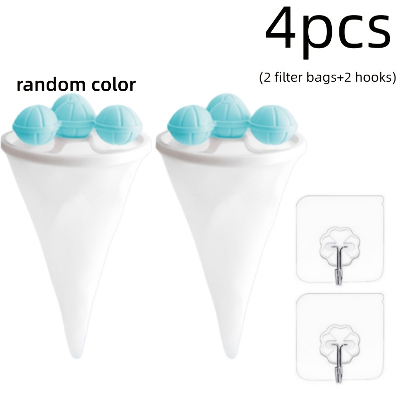 TEMU 4pcs Washing Machine Floating Filter Mesh Balls, Includes 2 Filter Mesh Bags + , Automatically Adsorbs And Locks Lint And Pet Hair. Thickened