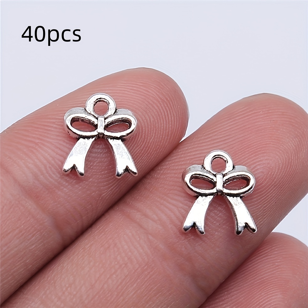TEMU 40pcs Craft Supplies Mini Bow Charms, 11x9mm Alloy Pendant For Creative Jewelry Making, Diy Crafts