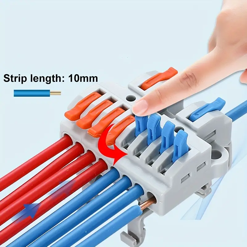 6 piezas de terminales de conexión rápida con fijación en pista y cables codificados por color, contactos de cobre e pvc para aplicaciones eléctricas industriales (428g/4210g), conexiones , terminales trackfixing, construcción , conectores eléctricos, instalación , duraderos, para electricistas y al bricolaje detalles 2