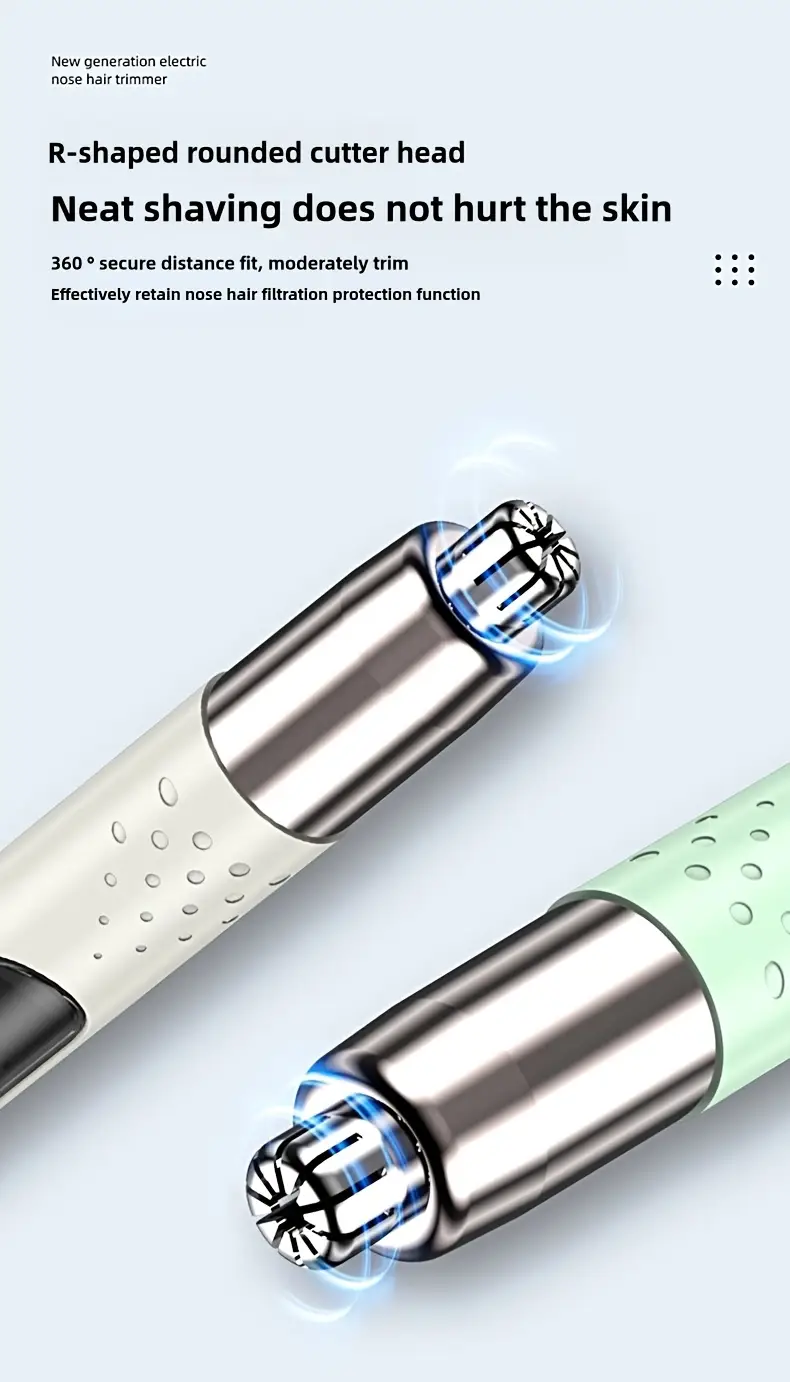 portable electric nose hair trimmer stainless steel cutting head no pulling hair and   fashionable and simple for   men and women usb charging suitable for nose hair eyebrow and ear hair trimming Product details 1